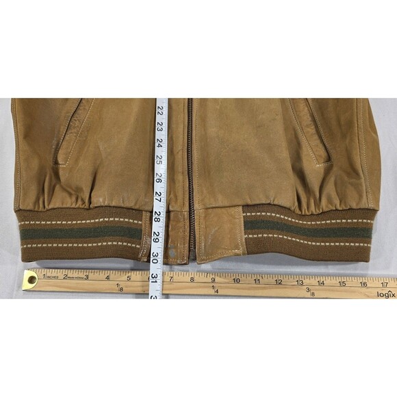 Vtg Guess Georges Marciano Bomber Jacket Leather Distressed Brown 80s 90s Men L - Picture 16 of 16